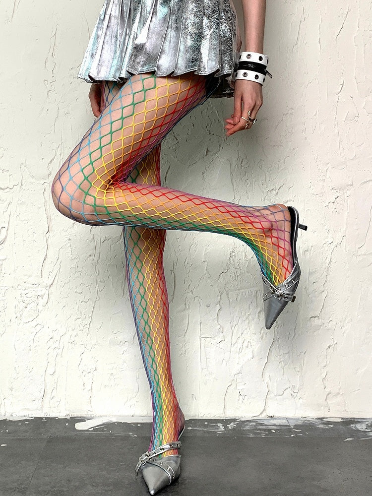 Colorful Y2K Regular Version Fishnet Tights