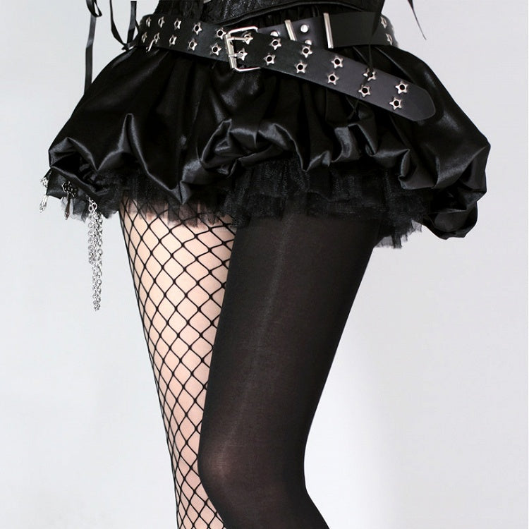 Black Asymmetrical Design Punk Fishnet Tights