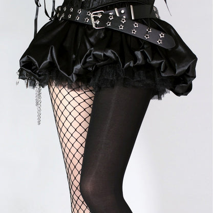 Black Asymmetrical Design Punk Fishnet Tights