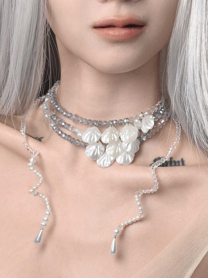 Sea Shell Pendants Fairy Kei Layered Beaded Necklace