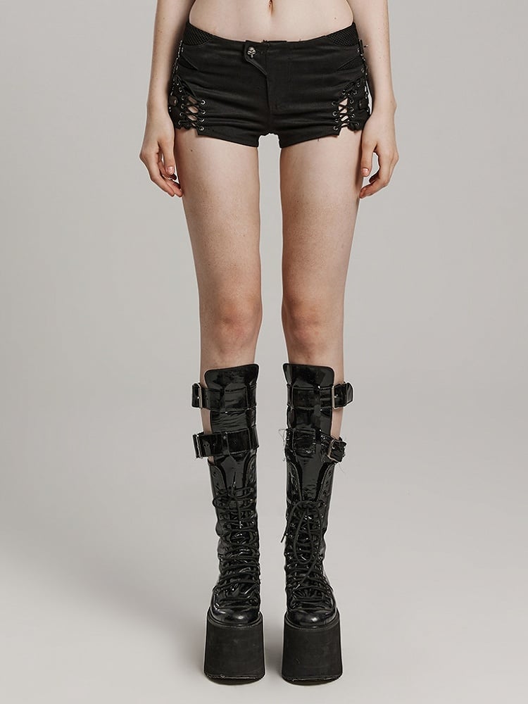 Black Punk Low Waist Shorts