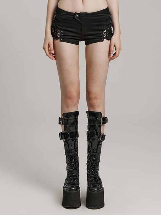 Black Punk Low Waist Shorts
