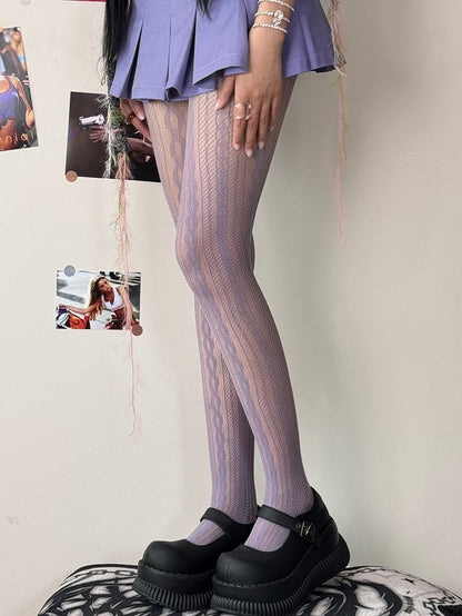 Purple/Brown/Pink Y2K Hollow-out Tights