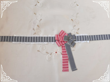 Stripes and Plaid Pattern Bowknot Choker