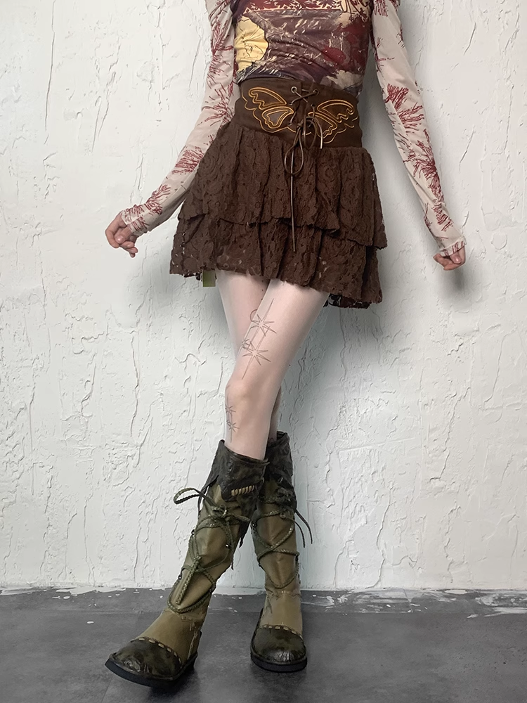 Y2K Stars and Heart Print White Wasteland Punk Tights