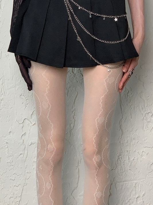 Black/White Y2K Print Design Tights