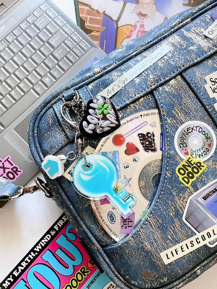 Dark Blue PU Ita Crossbody Bag