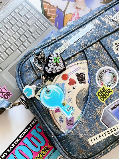 Dark Blue PU Ita Crossbody Bag