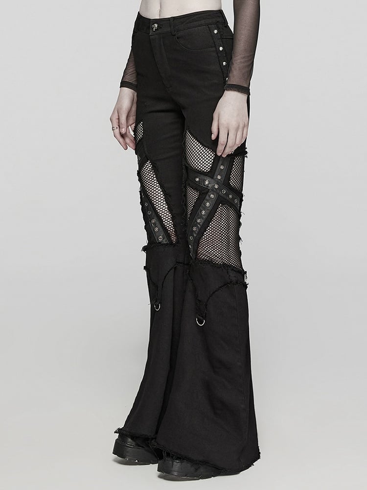 Black Punk Hollow Cross Pants