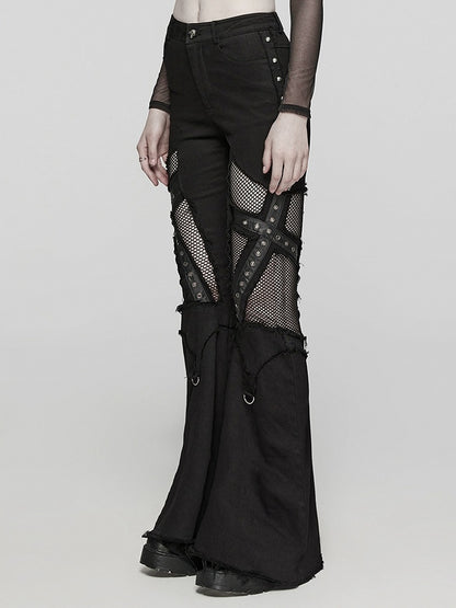 Black Punk Hollow Cross Pants