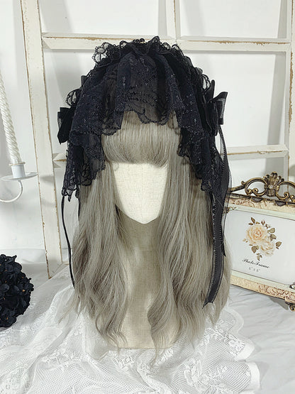 Black/Black and Blue Gothic Elegant Hairband Bead Details