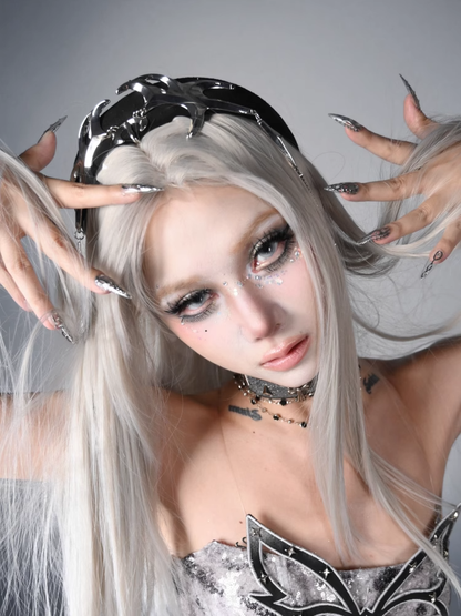 Y3K Fashion Futuristic Black Cyberpunk Metal Chain KC