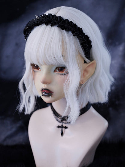 Stud Detail Black Gothic Ruffle KC