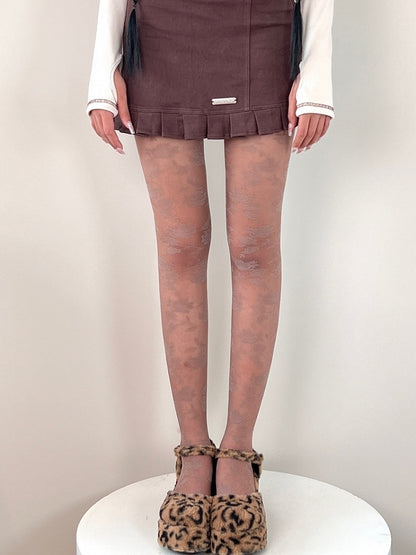 Nude/Khaki Y2K Rosette Pattern Tights