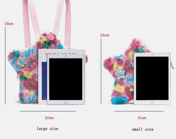 Pink Star and Sweetheart Applique Star-shaped Plush Bag Small/Big Size