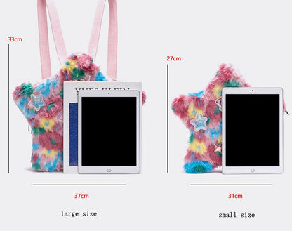 Pink Star and Sweetheart Applique Star-shaped Plush Bag Small/Big Size