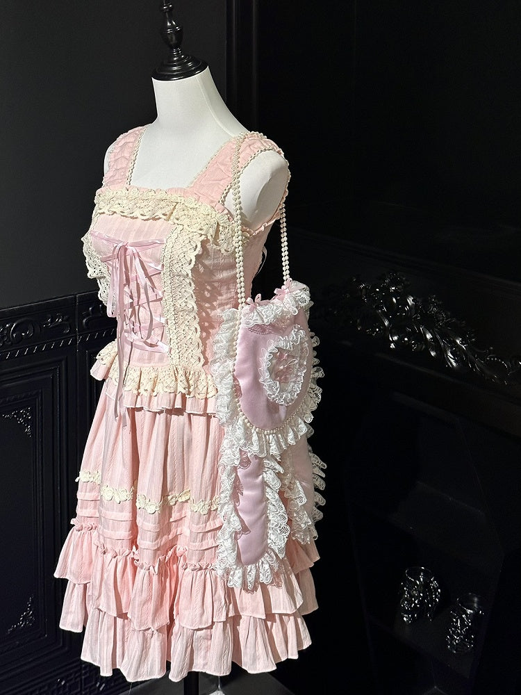 Lolita One-Shoulder Bag with Rabbit Ears and Beaded Chain 4 Color Options