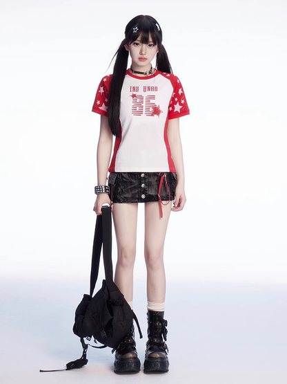 Black Low Rise Silver-tone Buttons Distressed Design Mini Denim Skirt