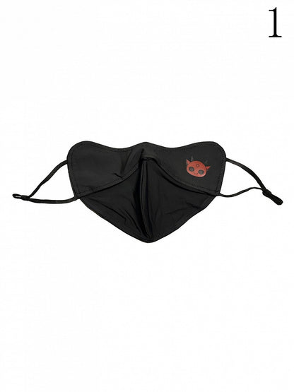 Black Gothic Sun Protection Mask With Red Devil Print