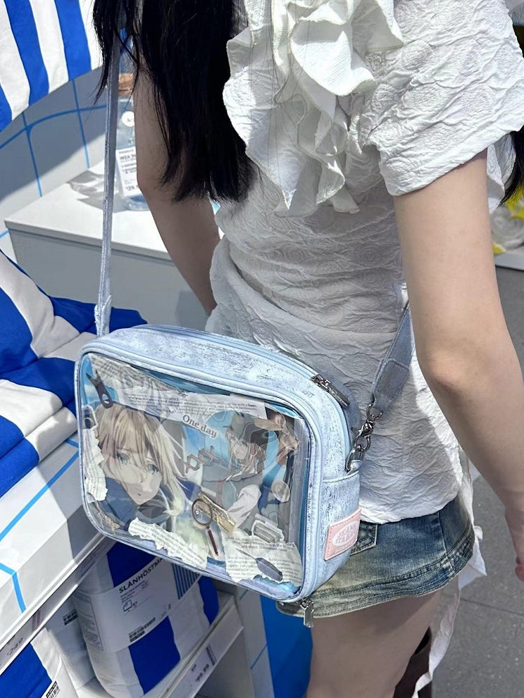 Light Blue PU Ita Crossbody Bag