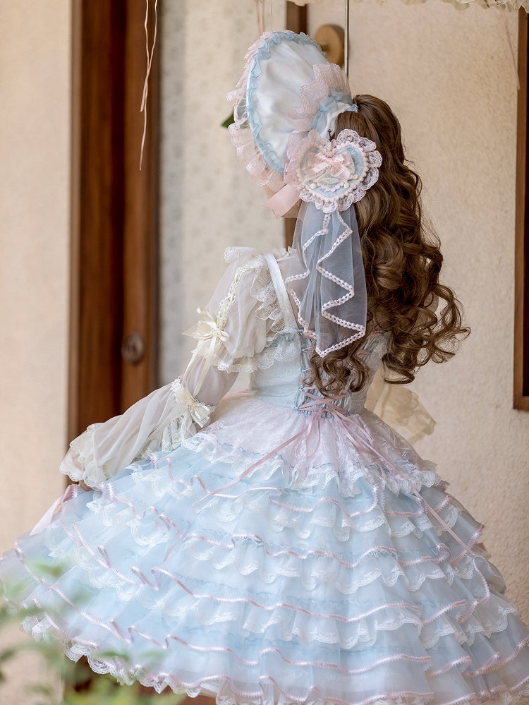 Blue / Purple & Pink Heart-shaped Floral Hairclip