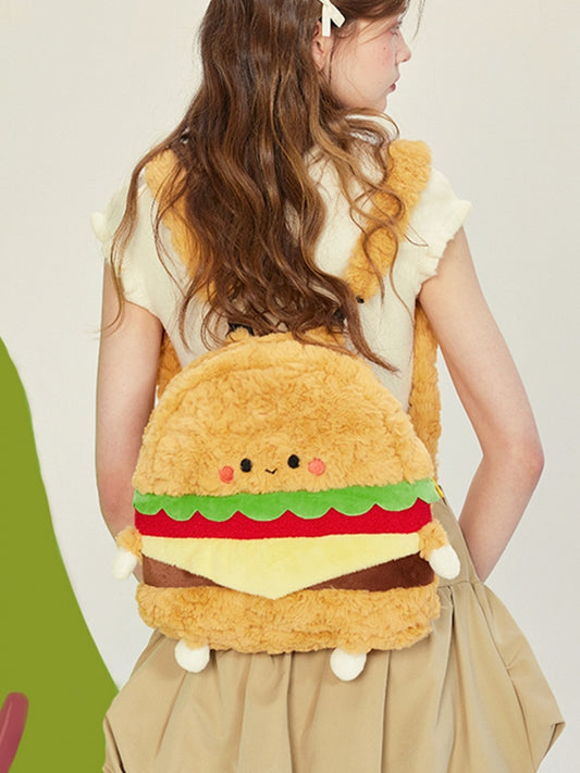 Yellow Cute Plush Hamburger Backpack