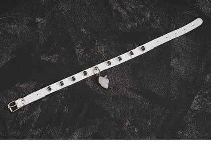 Heart Pendant White Gothic Studs PU Choker