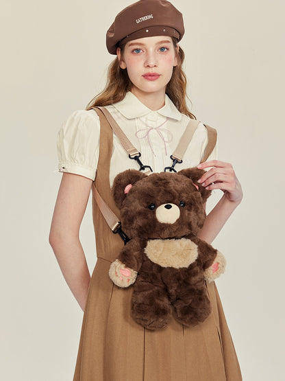 Brown Bear Plush Backpack Detachable Shoulder Straps Middle/Large Size