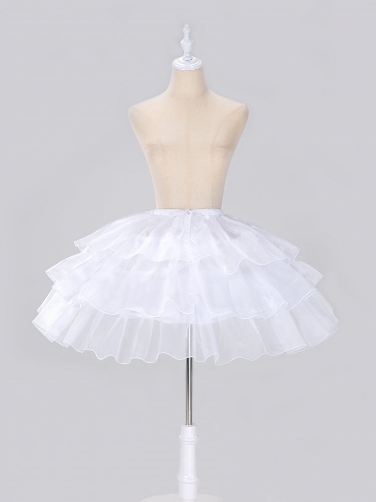 White Lolita Adjustable Length Fish-bone Petticoat