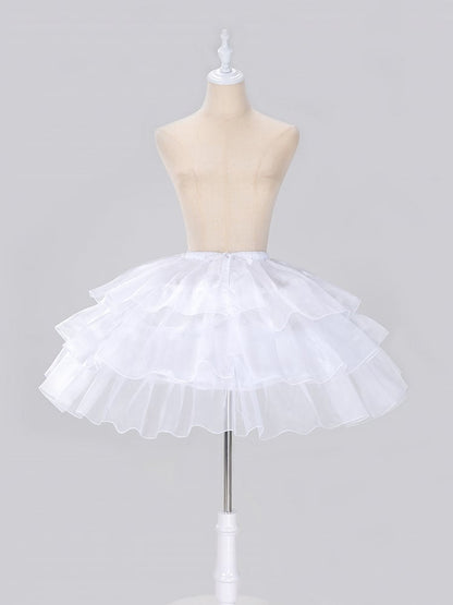 White Lolita Adjustable Length Fish-bone Petticoat
