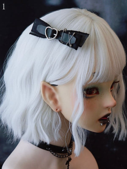 Black Gothic Heart Buckle Bowknot Hairclip