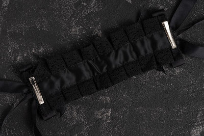 Handmade Skulls Ruffled Lace Black Gothic Hairband