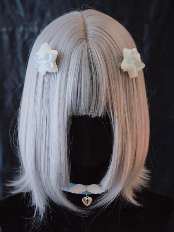 Bones Decorated White Plush Star-shaped Hairclips