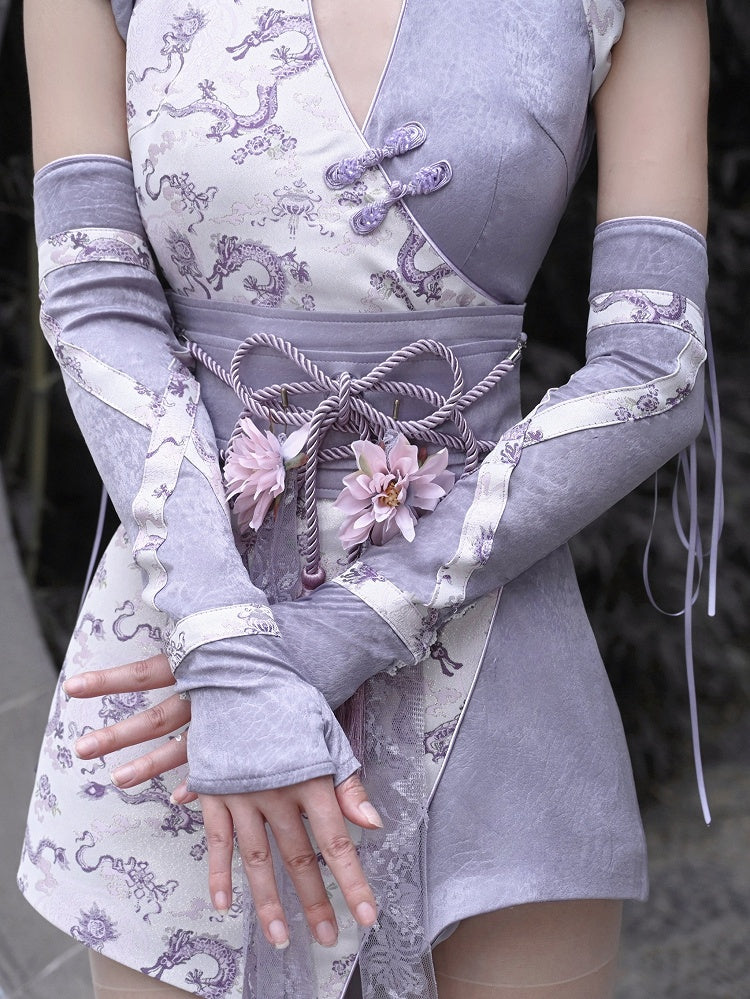 Purple Satin Thumbhole Cuffs Sleeves