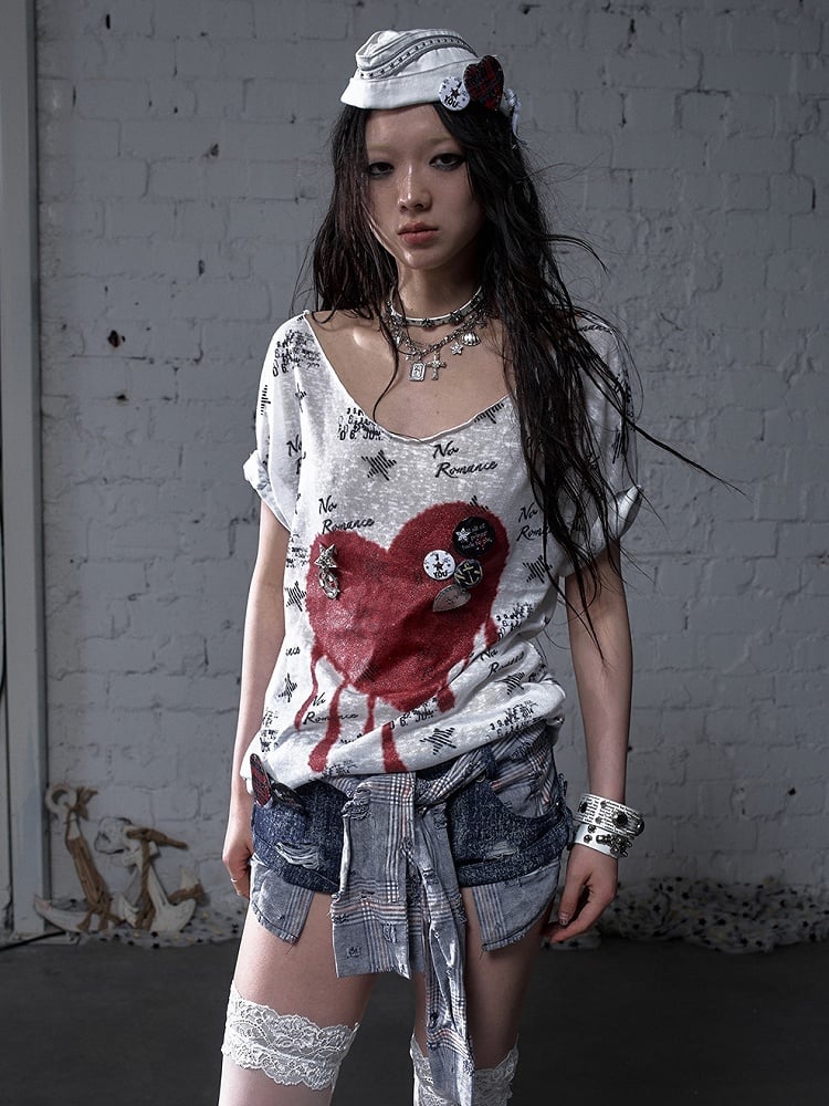 Y2K Blue Low Waist Distressed Holes Punk Bodycon Shorts with Detachable Sleeves