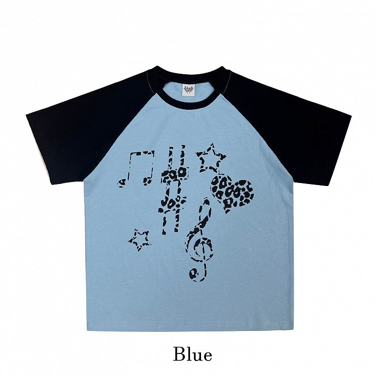 6 Colors Colorblock Design Loose Graphic T-Shirt