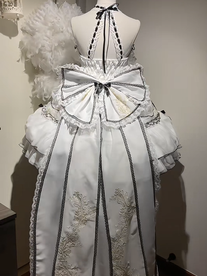 White & Black Lolita Long Train with Large Bow