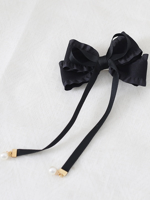 8 Colors Cute Bowknot Ribbon Hairclip with Bead Decorations