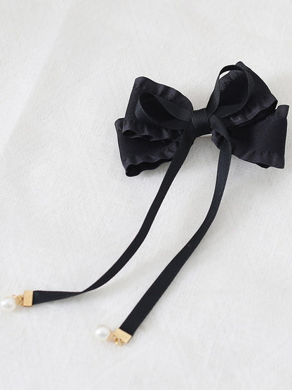 8 Colors Cute Bowknot Ribbon Hairclip with Bead Decorations