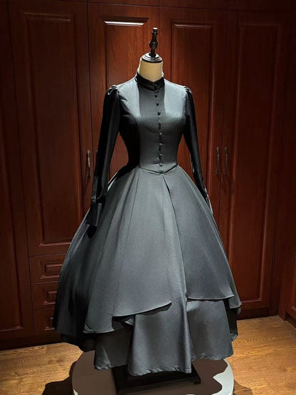 All Black Nun Lolita Long Sleeves Dress