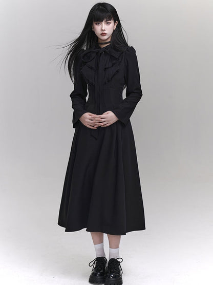 Gothic Black Jablt Collar High Waist Dress