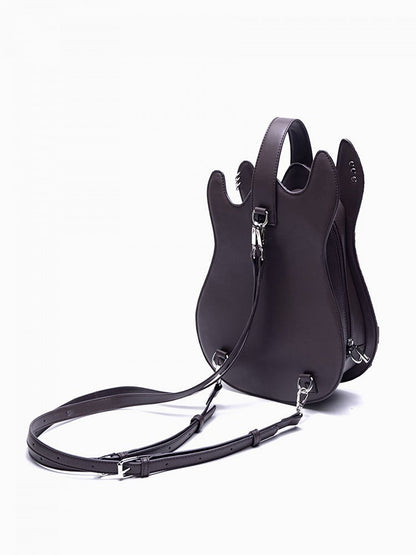 Brown Plaid Star Design Sweetheart Embroidered Guitar-shaped Bag