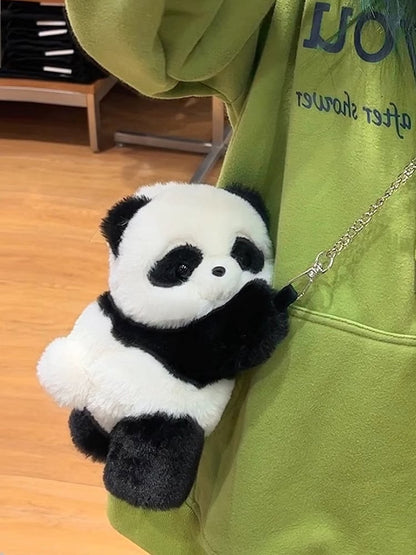 Black And White Cute Panda Plush Backpack Crossbody Bag Small/Middle/Large Size