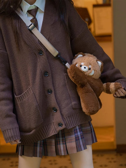 Clearance-Cute Red Panda Brown 40cm Plush Backpack/Crossbody