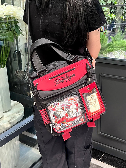 Black & Red Letters Embroidery Ita Bag