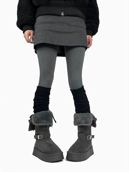 Gray/Beige/Brown/Black Self-tie Straps Leg Warmers