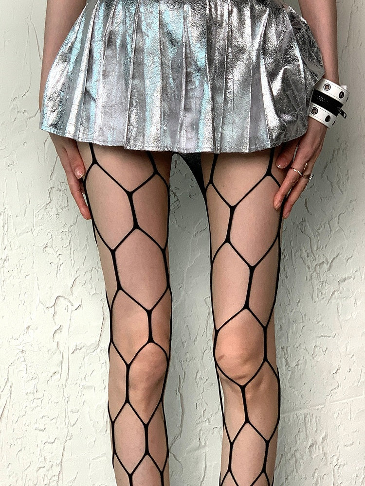 Black/Red/Rose Red Y2K Cut-out Design Tights