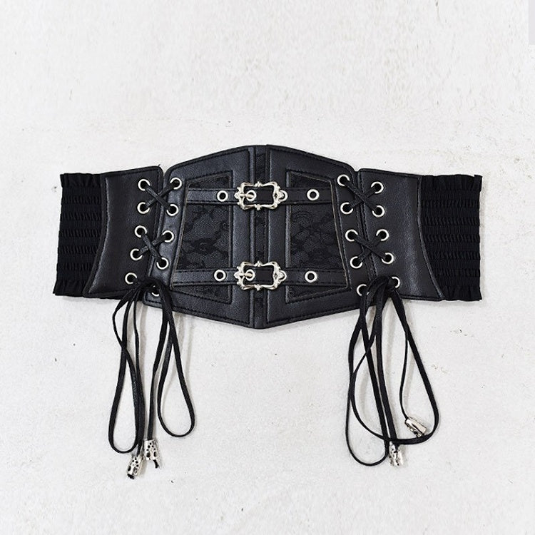 Black/White/Brown Lace-up Detail Gothic Punk Corset Belt
