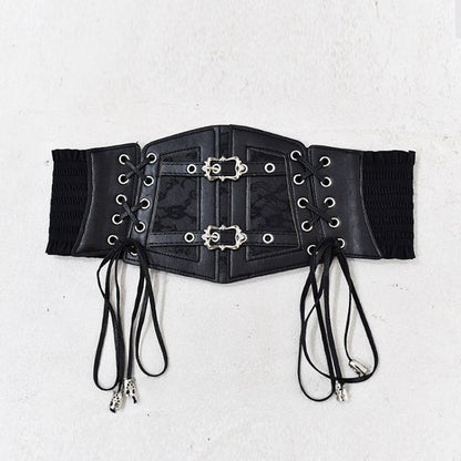 Black/White/Brown Lace-up Detail Gothic Punk Corset Belt