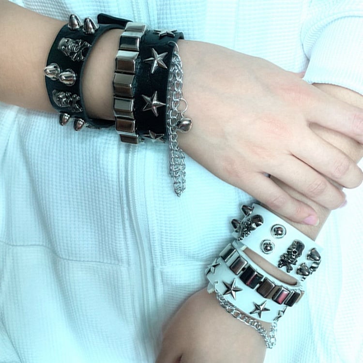 8 Colors Skeleton and Star Detail Punk Bracelet